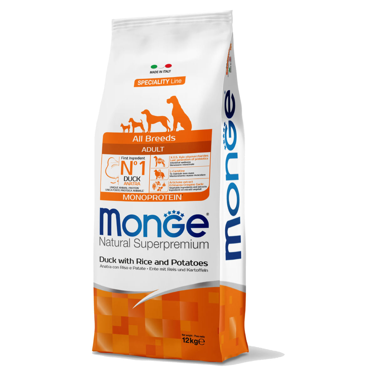 Alimento completo Monge Natural All Breeds Adult Anatra e Riso 12 kg per cani adulti di tutte le taglie Alimento completo Monge Natural All Breeds Adult Anatra e Riso 12 kg per cani adulti di tutte le taglie